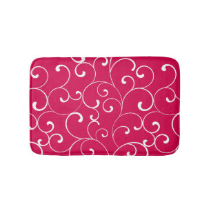 Modern Whimsical Curls Raspberry Bathroom Mat