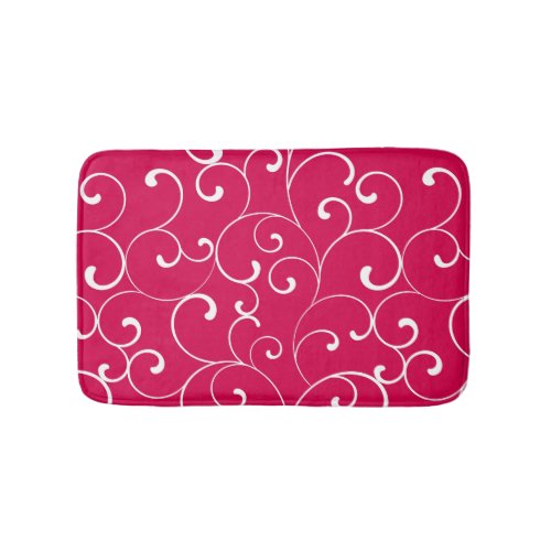 Modern Whimsical Curls Raspberry Bathroom Mat