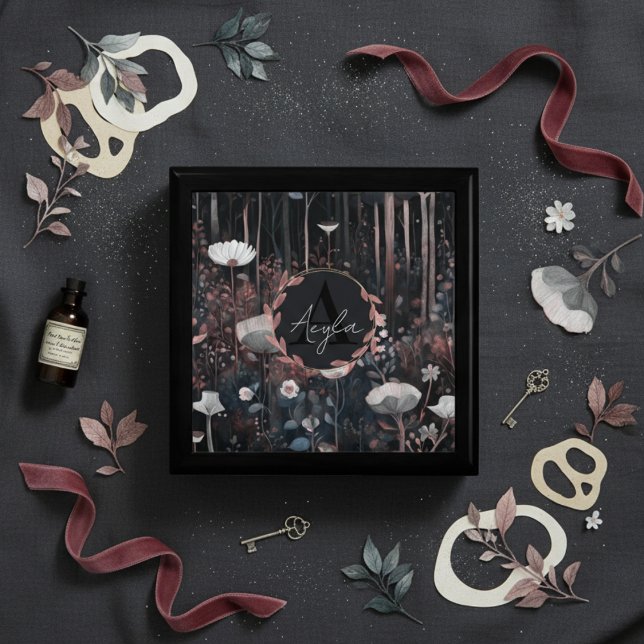 Modern Whimsical Elegant Wildflowers Monogram Gift Box (Creator Uploaded)