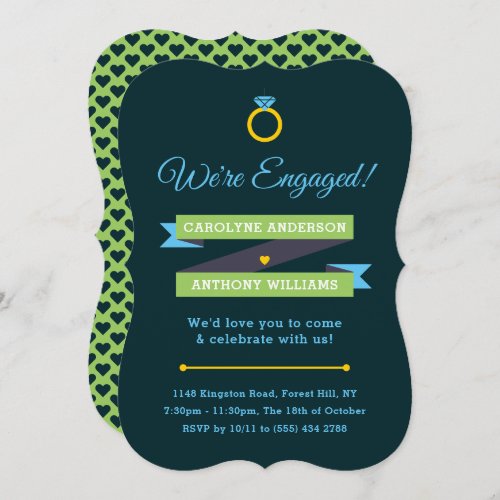 Modern Whimsical Engagement Party Invitations