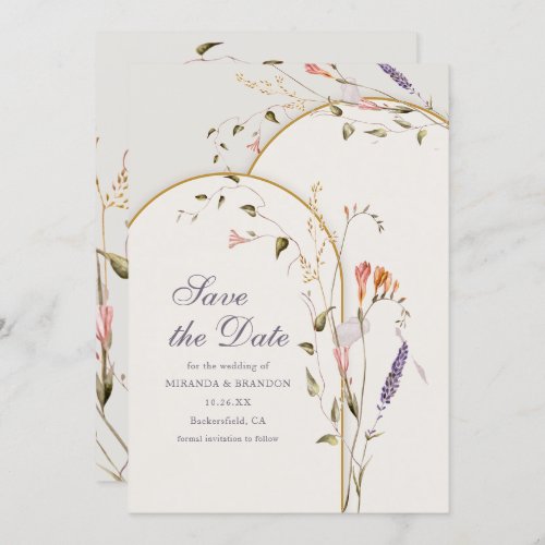 Modern Whimsical Floral Boho Wedding Save the Date Invitation