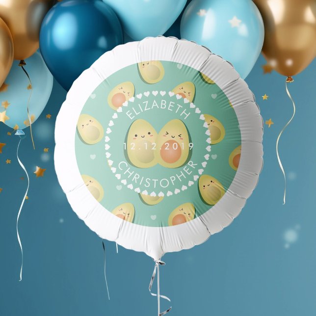 Modern Whimsical Funny Avocados Cute Wedding Party Balloon (Creator Uploaded)