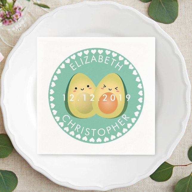 Modern Whimsical Funny Avocados Cute Wedding Party Napkins (Creator Uploaded)