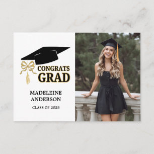 Modern Whimsical Gold Black Graduation Cap Enclosure Card