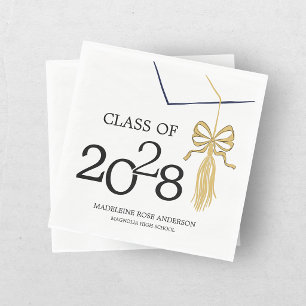 Modern Whimsical Gold Black Graduation Cap Napkins