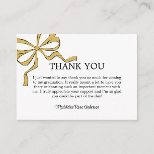 Modern Whimsical Gold Coquette Bow Graduation Enclosure Card