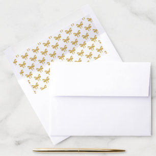 Modern Whimsical Gold Coquette Bow Graduation Envelope Liner