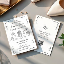 Modern Whimsical Hand Drawn QR code Wedding