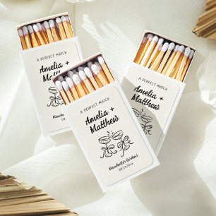 Modern & Whimsical Hand Drawn Wedding Matchboxes
