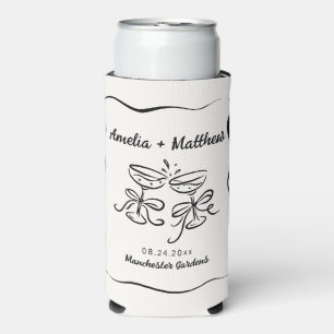 Modern & Whimsical Hand Drawn Wedding Seltzer Can Cooler