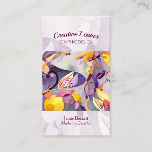 Modern Whimsical Leaves Business Cards