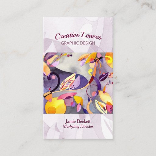 Customizable Modern Whimsical Leaves Business Cards