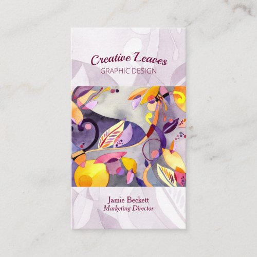 Modern Whimsical Leaves Unique Business Card