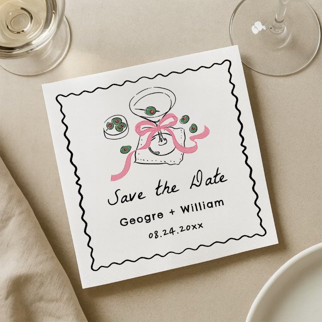 Modern & Whimsical Martini Hand Drawn Wedding Napkins (Creator Uploaded)