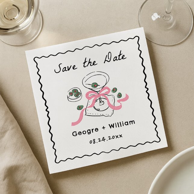 Modern & Whimsical Martini Hand Drawn Wedding Napkins (Creator Uploaded)
