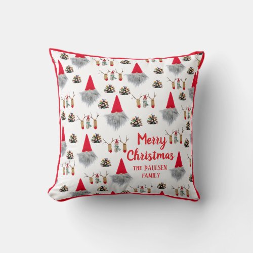 Modern whimsical Merry Christmas Throw Pillow