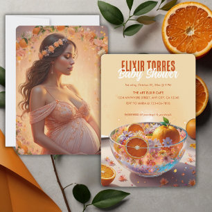 Modern Whimsical Orange Citrus Photo Baby Shower Invitation