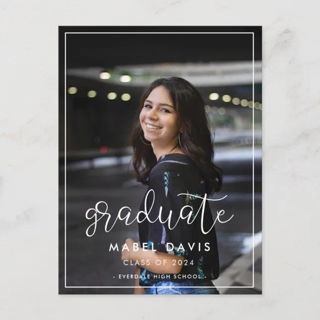 Modern whimsical Photo graduation Postcard | Zazzle