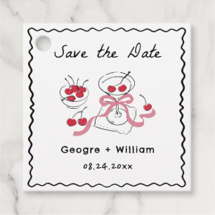 Modern & Whimsical Pink CocktailHand Drawn Wedding Favor Tags