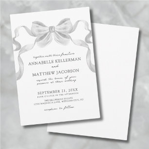 Modern Whimsical Ribbon Bow Elegant Wedding Invitation