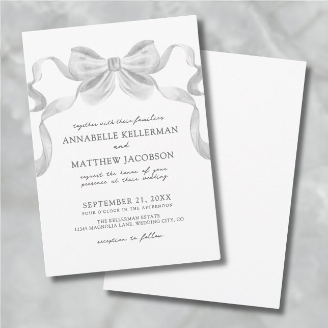 Modern Whimsical Ribbon Bow Elegant Wedding Invitation (Modern Whimsical Ribbon Bow Elegant Wedding Invitation)