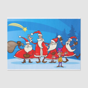 Modern Whimsical Santas Christmas Holidays Tissue Paper