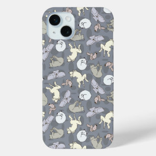 Modern Whimsical Sleeping Dogs Vanilla on Grey iPhone 15 Plus Case