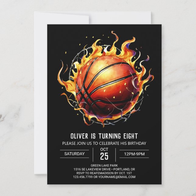 Modern Whimsical Sport Basketball Birthday  Invitation (Front)