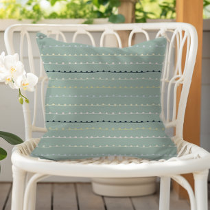 Modern Whimsical Stripes Navy Pastel Seafoam Green Outdoor Pillow