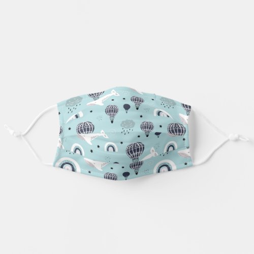 Modern Whimsical Whale Hot Air Balloon Pattern Adult Cloth Face Mask