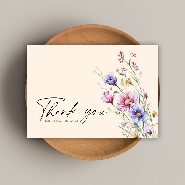 Modern Whimsical Wildflower Wedding Thank You Card (Modern Whimsical Wildflower Wedding Thank You Card)