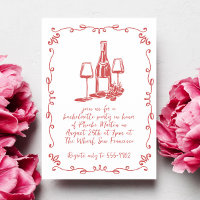 Modern Whimsical Wine Doodle Bachelorette Party