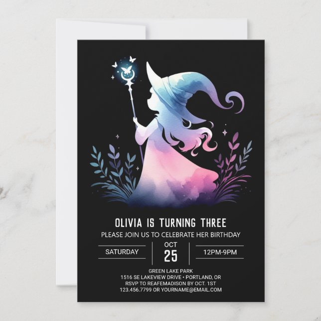 Modern Whimsical Wizard Birthday Invitation (Front)