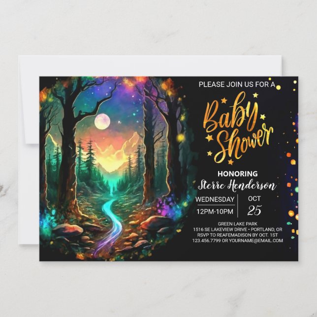 Modern Whimsical Woodland Baby Shower Invitation (Front)