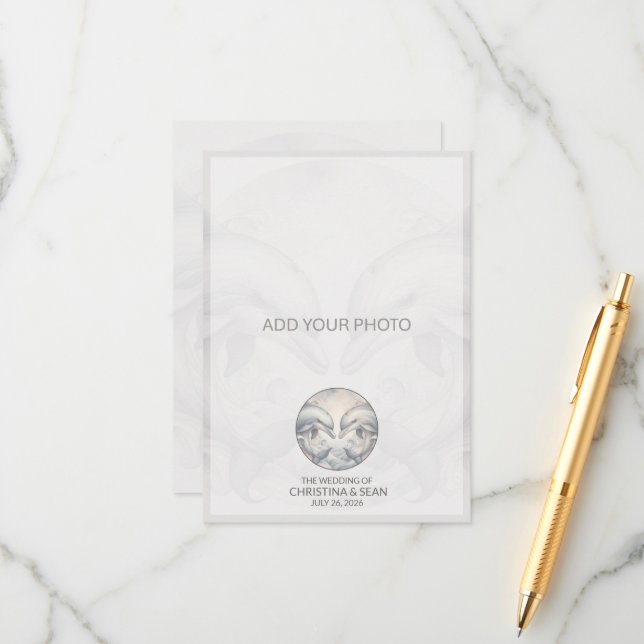 Modern Whimsy Dolphin Wedding Enclosure Card (Front/Back In Situ)