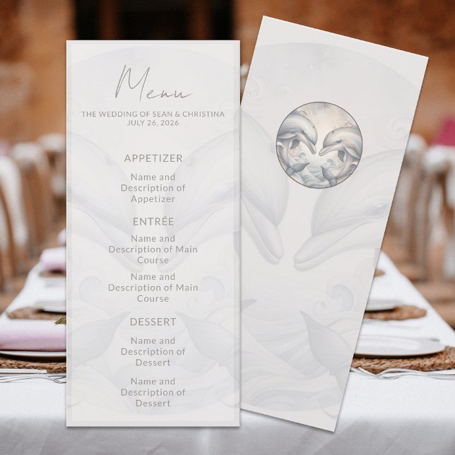 Modern Whimsy Dolphin Wedding Menu (Creator Uploaded)