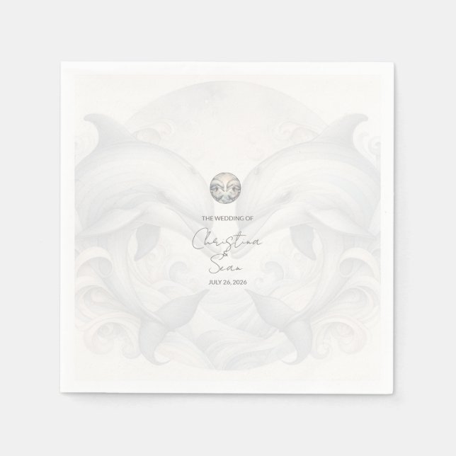 Modern Whimsy Dolphin Wedding Napkins (Front)