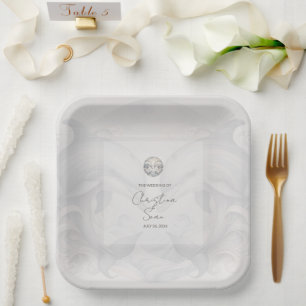 Modern Whimsy Dolphin Wedding Paper Plate