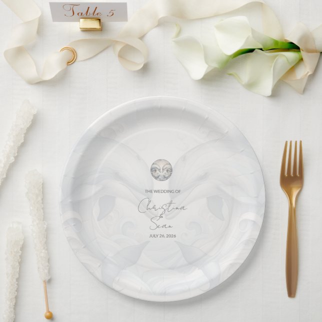 Modern Whimsy Dolphin Wedding Paper Plates (Wedding)