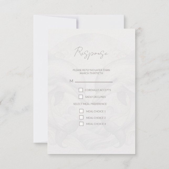 Modern Whimsy Dolphin Wedding RSVP Response Card (Back)