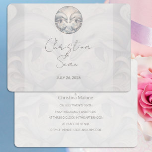 Modern Whimsy Dolphins Wedding Neutral Color Invitation