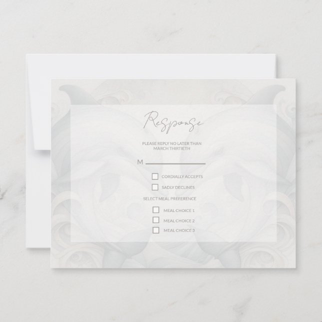 Modern Whimsy Dolphins Wedding RSVP Response Card (Back)