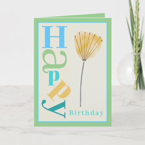 Modern Whimsy Flower Happy Birthday Card