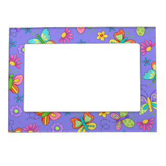 Modern Whimsy Lavender Butterfly Monogram Magnetic Photo Frame