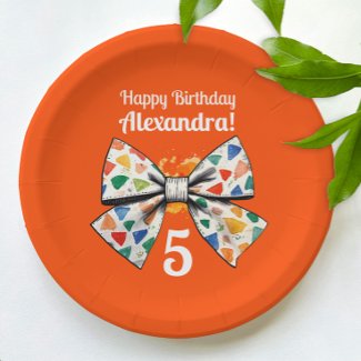 Modern Whimsy Orange Red Colorful Bow Watercolor