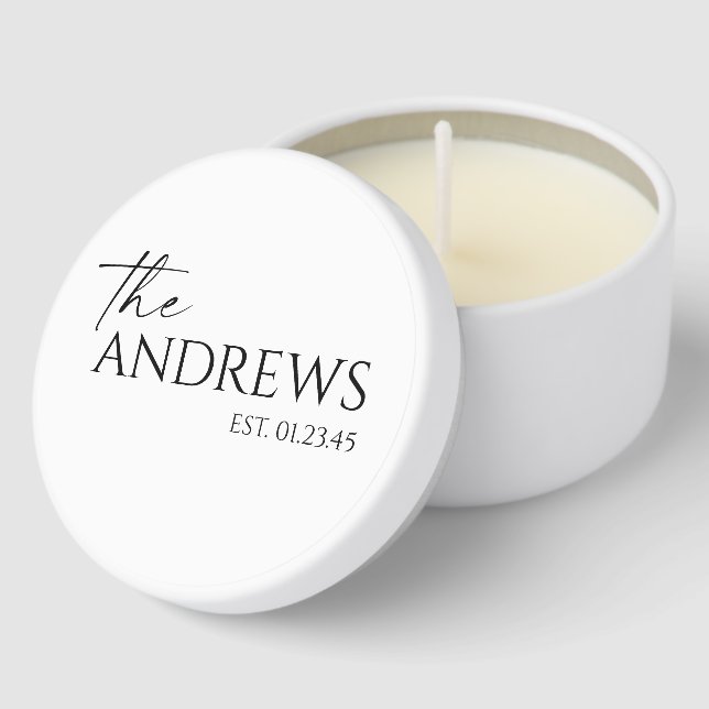 Modern Whimsy Personalized Wedding Name Mini Candle Favors (Corner)