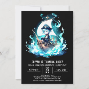 Modern Whimsy Pirate Birthday Invitation