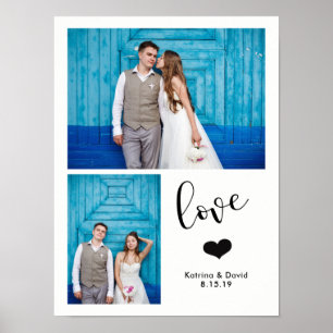 Modern Whimsy Two Photo Wedding Poster