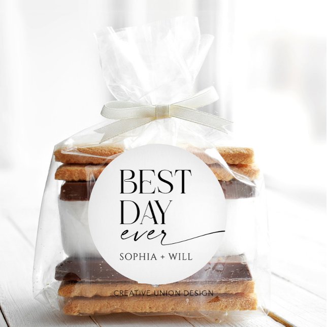 Modern Whimsy Wedding Thank You Folded Card Classic Round Sticker (Creator Uploaded)