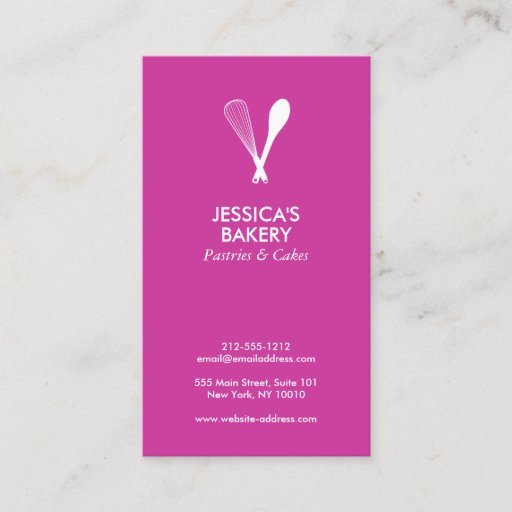 Customizable MODERN WHISK & SPOON LOGO on BERRY Business Card